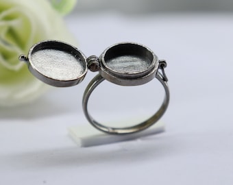 Handmade Black Plated Locket Ring | Star Box Ring Women Anniversary Gift For Her