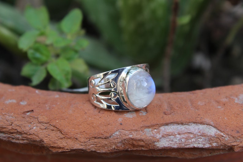 Moonstone Ring, Moonstone Silver Ring, Handmade Moonstone Ring, Moonstone Ring, Boho Ring, Moon Stone Ring, Gift for mom image 6