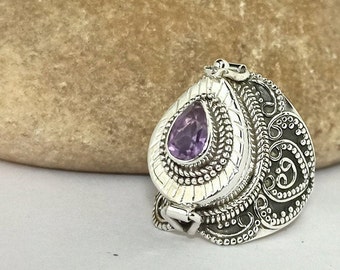 Mother day Gift, Poison Ring,925 Sterling Silver Plated Ring ,Handmade Poison Ring, Purple Stone Ring ,Amethyst Ring ,Women Ring
