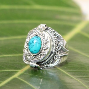 Mother day Special Box Ring, Compartment ring, Turquoise Ring,925 Sterling Silver Plated Ring, Locket Ring, Women ring