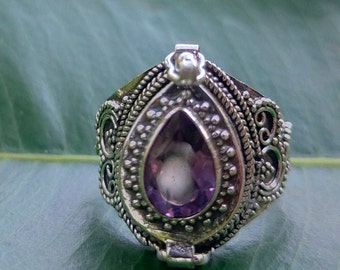 Women Ring Poison Ring 925 Sterling Silver Plated Ring Handmade Poison Ring Purple Stone Ring Amethyst Ring Gift her Mother gift ring