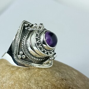 Gorgeous Amethyst Box Ring, 925 Sterling Silver Plated, Locket Ring, Compartment ring, Box Ring, Wedding Ring