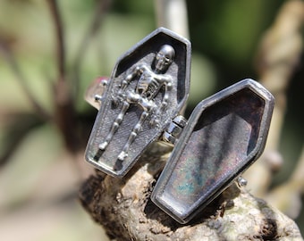 Coffin Box Ring | 925 Sterling Silver Plated, Handmade