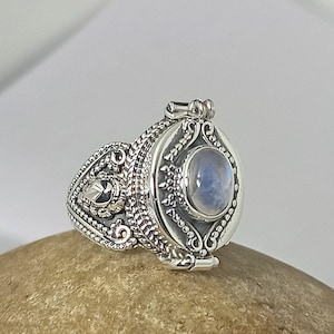Box Ring, Moonstone Ring, 925 Sterling Silver Plated Ring, Silver box Ring Locket Ring Mother gift ring Valentine ring
