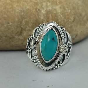 Mother day special/ Box Ring / Turquoise box Ring / 925 Sterling Silver Plated Ring/Handmade Poison Ring/Locket Ring/Gift for mom