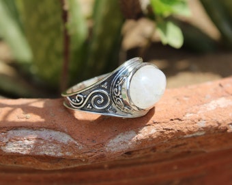 Mother day Special 925 Silver Plated Rings For Women Composite Moonstone Ring Handmade Gemstone Jewelry Engagement ring Gift for mom