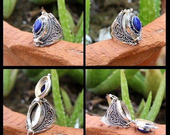 Poison Ring, Mother Day Gift, Lapis lazuli box Ring , 925 Sterling Silver Ring, Handmade Box Ring, Openable Poison Ring, Women ring