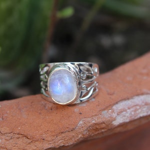Moonstone Ring, Moonstone Silver Ring, Handmade Moonstone Ring, Moonstone Ring, Boho Ring, Moon Stone Ring, Gift for mom image 2