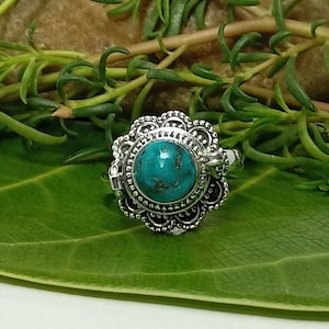 Box Ring Turquoise Ring| Best Quality| 925 Sterling Silver Ring| Gift for her| Handmade jewellery| Wedding ring for her| secret message ring