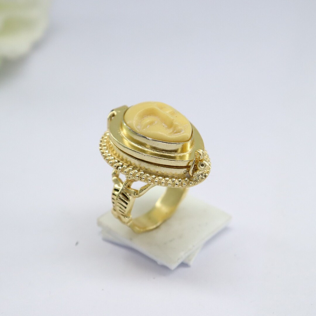 Natural Face Stone Box Ring for Meditation and Bothic Power for Unisex ...