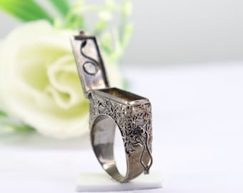 Handmade Black Plated Locket Ring | Christmas Gift For Her