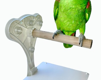 Large Stick On Window Bird Perch With Droppings Tray, For Medium To Large Size Birds, Shower Perch, Suction Cup Bird Perch