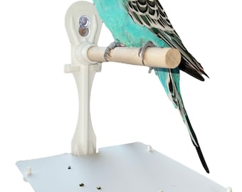 Stick On Portable Bird Perch Which Has Droppings Tray And Removable Cover, Window bird Perch / Shower Bird Perch For Small - medium birds.