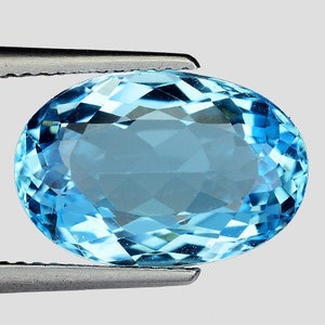 7.550 CTS- Attractive luster Blue 100%Natural BRAZIL TOPAZ oval loose gemstones "watch video link in description"Clean topaz/genuine topaz