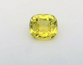 Natural Chrysoberyl Gemstone: 1.31 Carat Yellow Cushion Cut