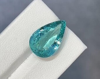 GIA Certified Natural Paraiba Tourmaline 15.18 Carat/Natural &indoor light photos,Videos taken from Iphone 13Pro-NO Added Any Fillters
