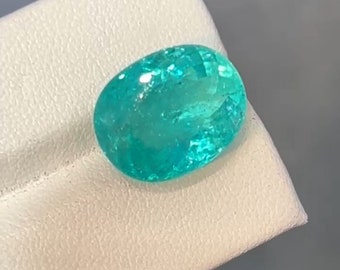 GIA Certified Natural Paraiba Tourmaline 10.35 Carat/Natural &indoor light photos,Videos taken from Iphone 13Pro-NO Added Any Fillters