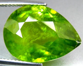 Unheated Green Sphene Titanite Gemstone – 10.28 Carat Pear Cut