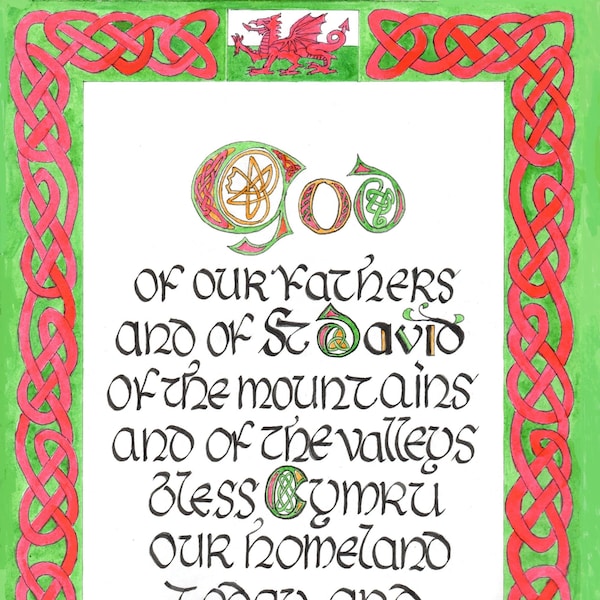 St David's Day Blessing; Prayer forCymru; A4 Welsh Flag Wall Art and A5 Welsh Greetings Card