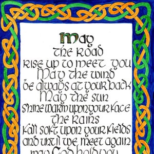 Celtic Blessing. Card, Print and unique hand-painted original. Ideal for a Housewarming or St Patrick's Day