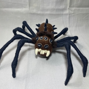 Needle felted terrifying tarantula Halloween decor prop sculpture