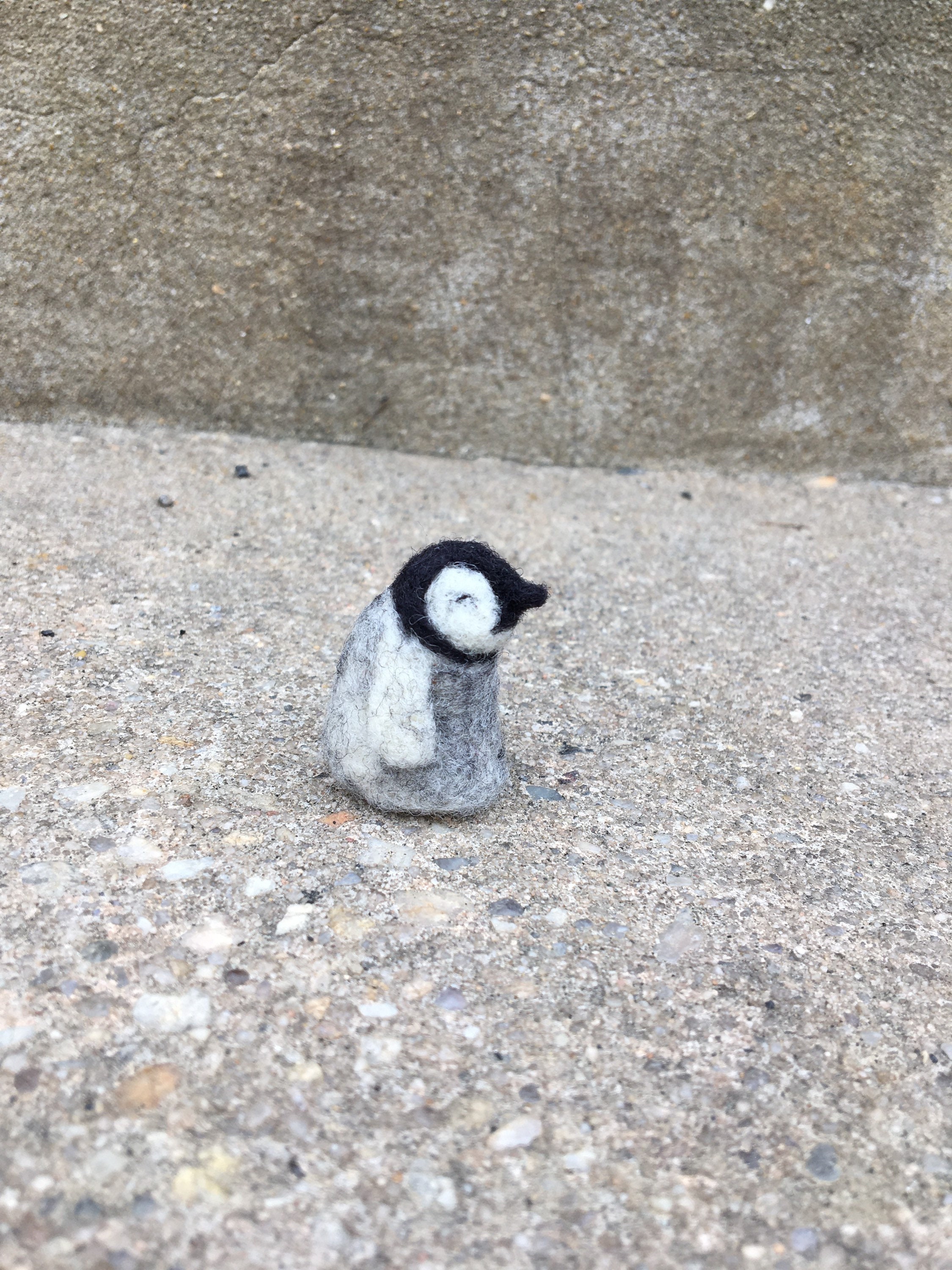 Needle Felted Baby Penguin Miniature Wool Sculpture Tiny
