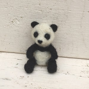 Miniature panda teddy bear needle felted wool panda bear cub