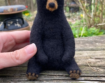 needle felted black bear