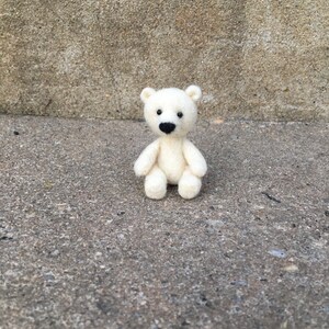 Miniature Teddy Bear Needle Felted White Wool Teddy Bear - Etsy
