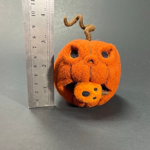 Needle felted Jack o Lantern Halloween pumpkin