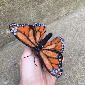 Needle felted monarch butterfly wool felt sculpture handmade realistic butterfly
