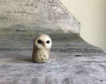 Needle felted owl miniature barn owl cute owl gift