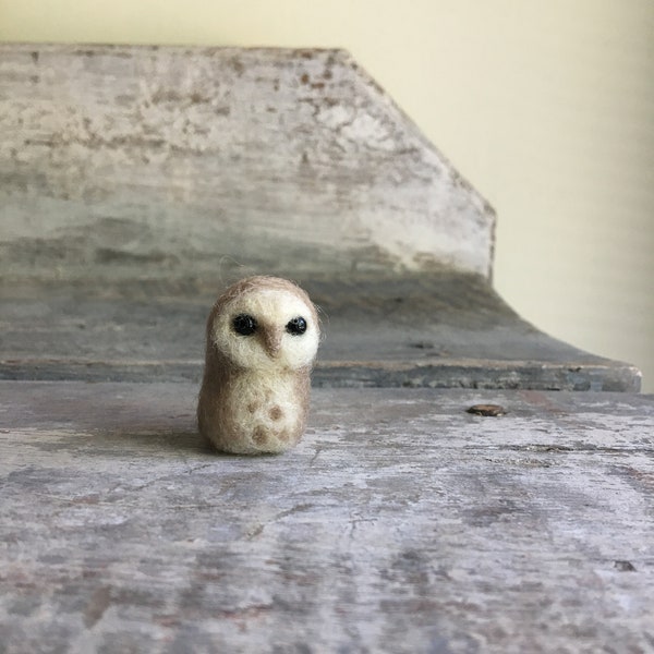Needle felted owl miniature barn owl cute owl gift