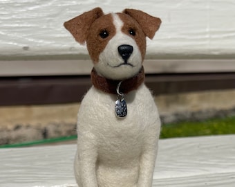 Needle felted Jack Russel Terrier miniature dog figurine