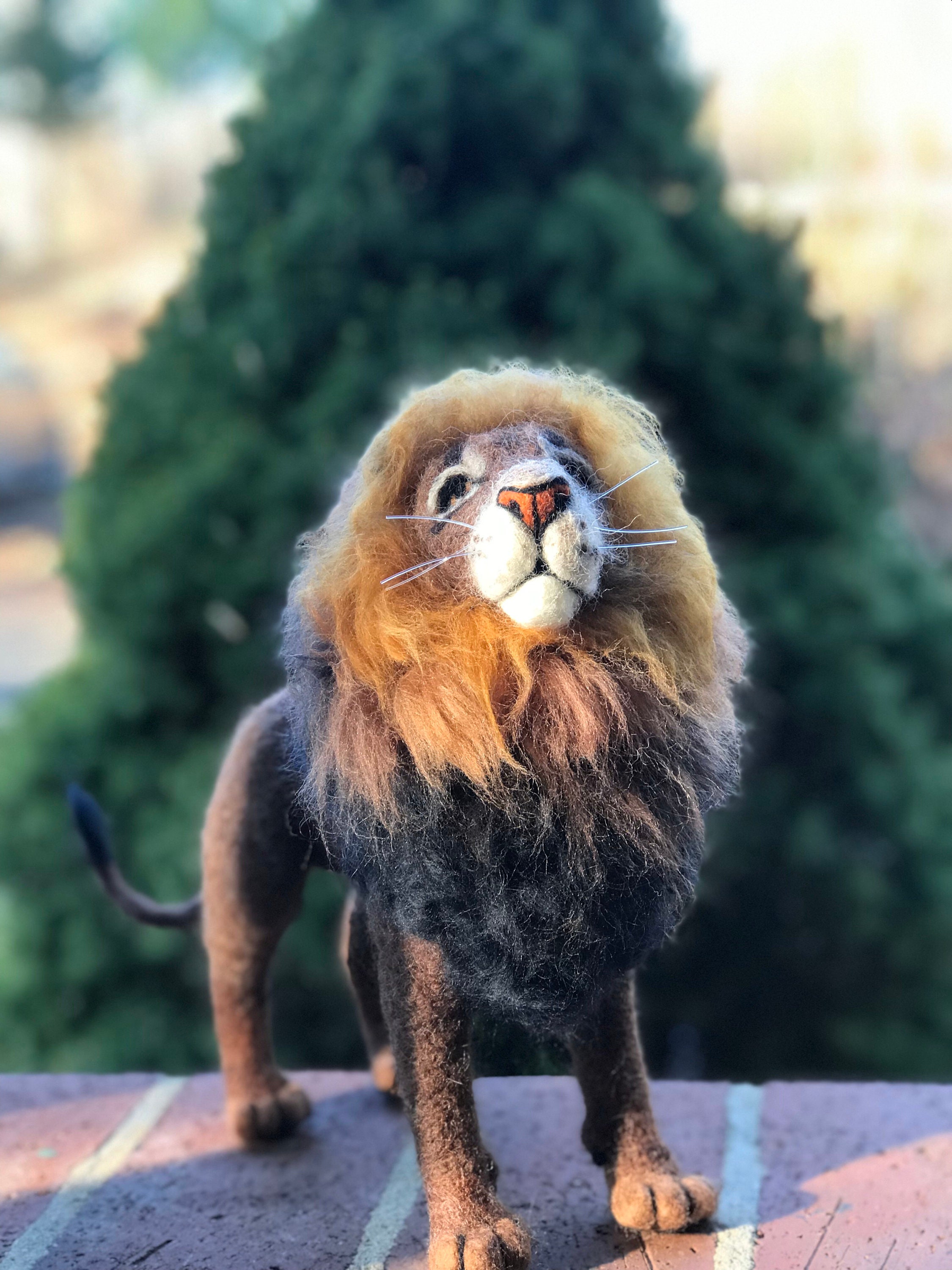 Needle Felted Wool Lion Etsy