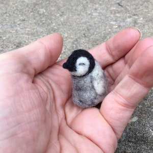 Needle felted baby penguin miniature wool sculpture tiny penguin figurine