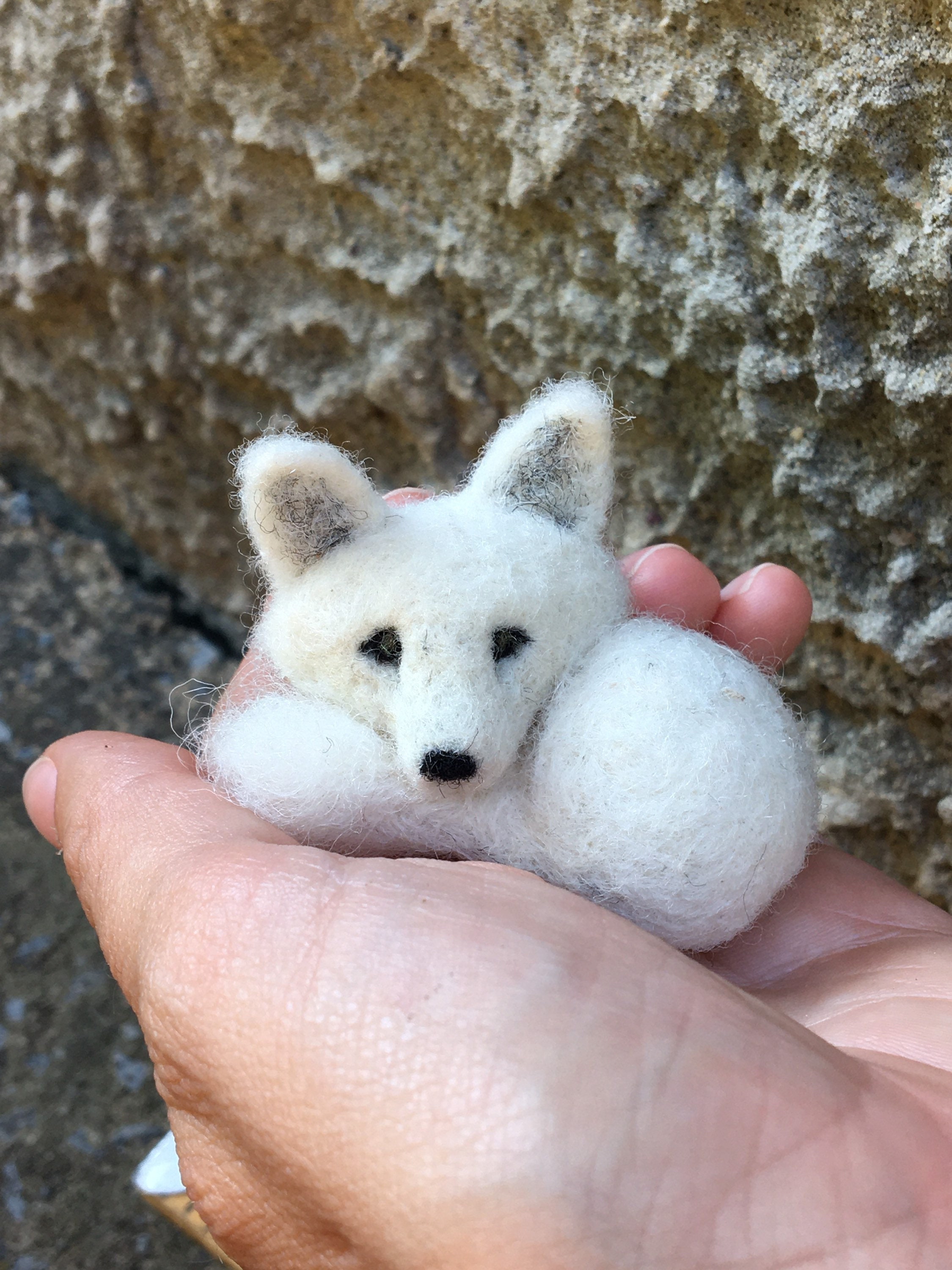 Miniature Arctic Fox Replica Figurine