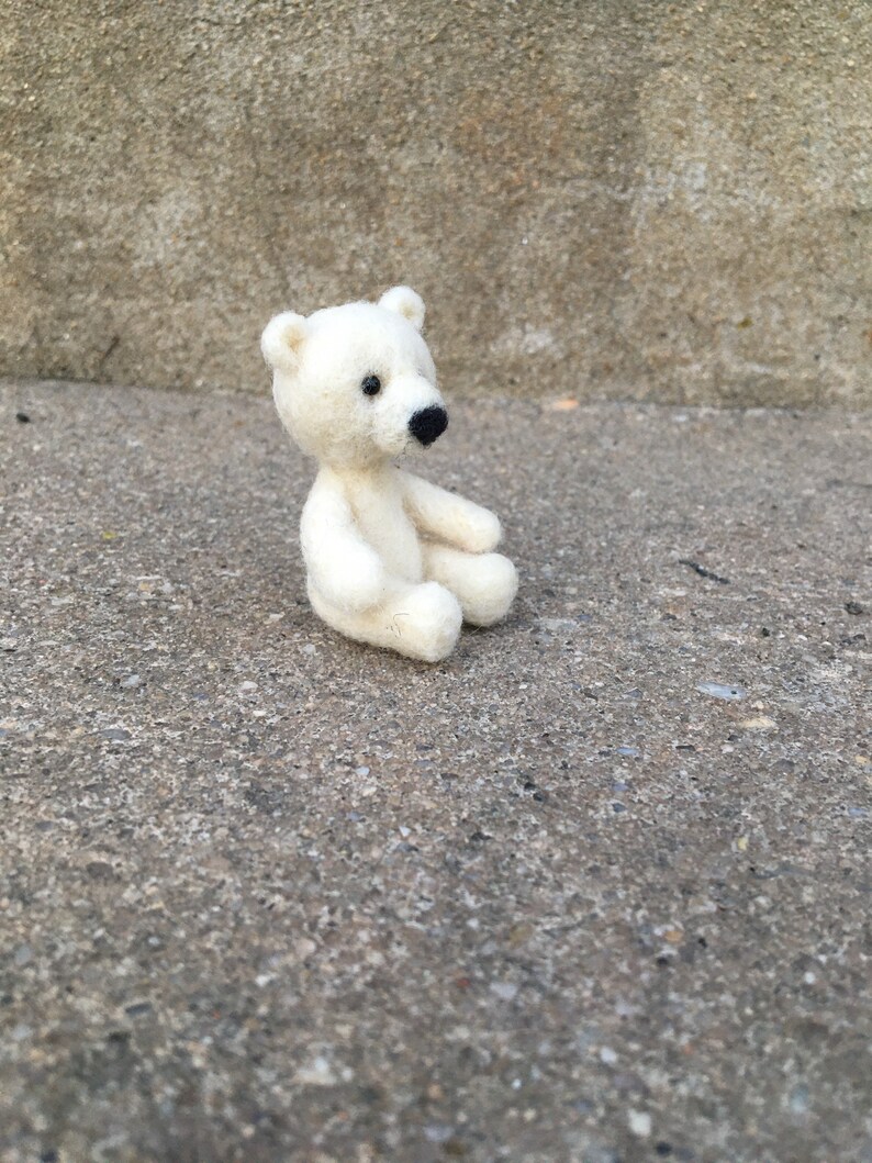 Miniature Teddy Bear Needle Felted White Wool Teddy Bear - Etsy