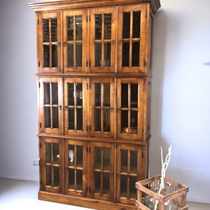 4&#39;10&quot; Triple Stack Cabinet, Walnut Kitchen Cabinet, Bookcase, Kitchen Storage C Kitchen Hutch Cabinet Vintage Bookcase, Farmhouse Furniture