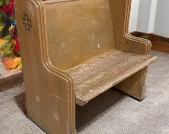 Wood Church Pew Bench (36x20) Vintage Porch Garden Bench, Entryway Bench, B20