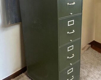 Shaw-walker Filing Cabinet, Vintage Metal 4 Drawer Green File