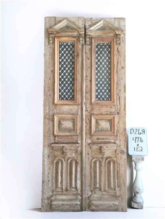 Antique French Double Doors (47.5x112) Iron Wood European Old