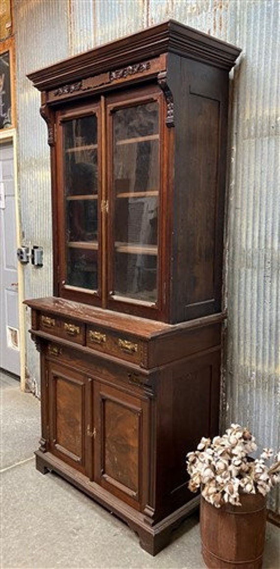 Walnut China Hutch Display Case China Cabinet Kitchen Cabinet