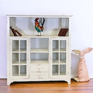 2 Door Bookcase, Display Cabinet, China Cabinet, Kitchen Hutch, Antique White