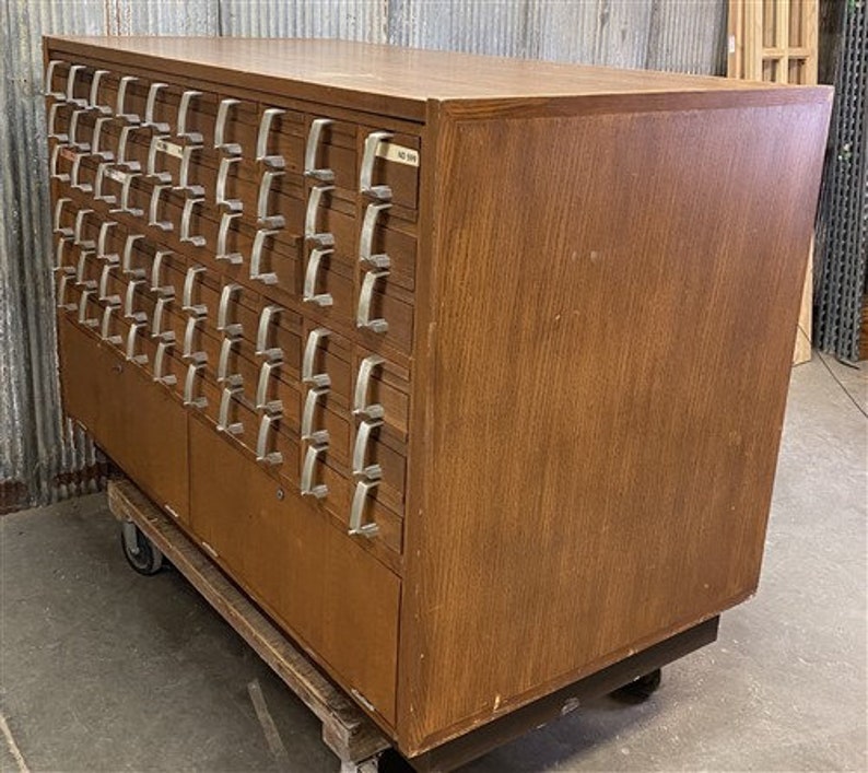 120 Drawer Card Catalog Vintage Library Card File