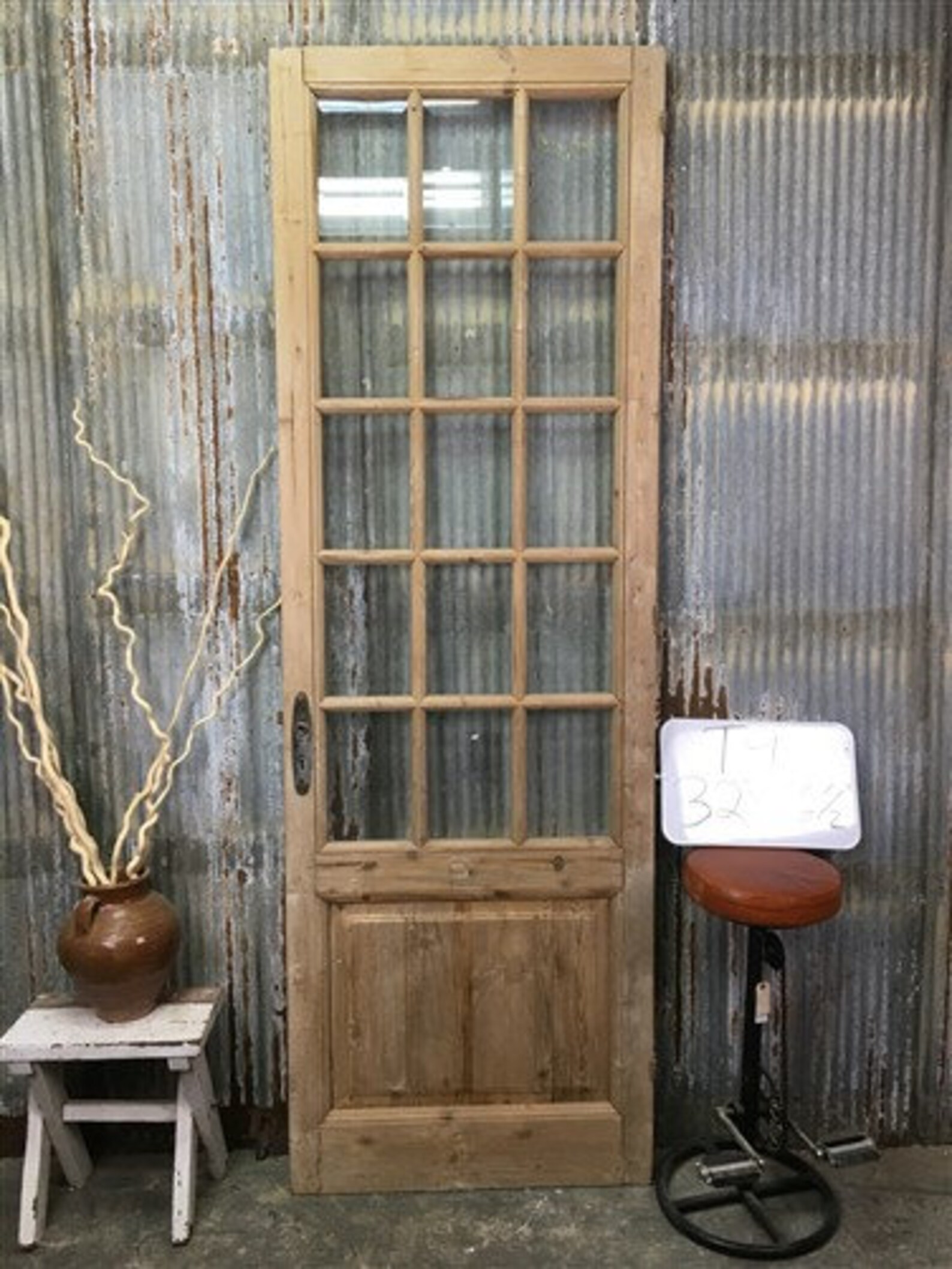 15 Pane Antique French Door Single Door Glass Pane Door Etsy