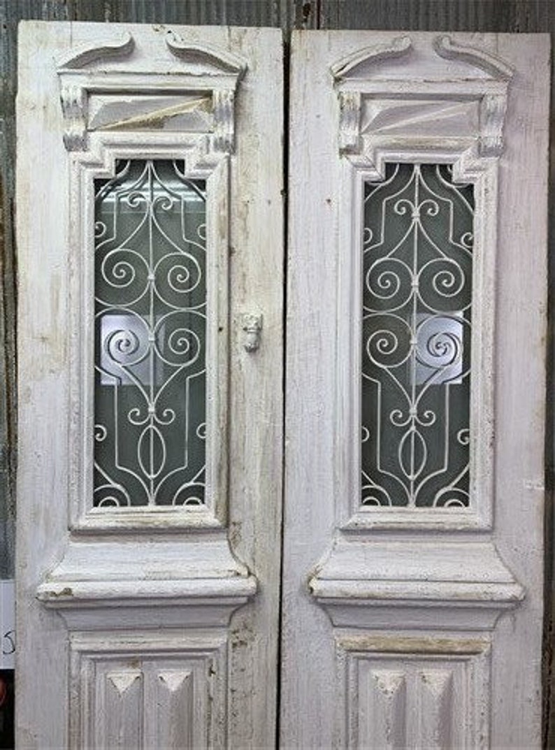 Antique French Double Doors 64x105.5 Iron Wood Doors Etsy