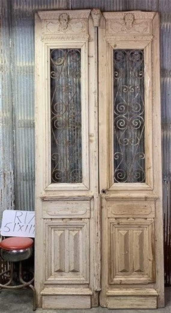 Antique French Double Doors (51x119) Iron Wood European Old World