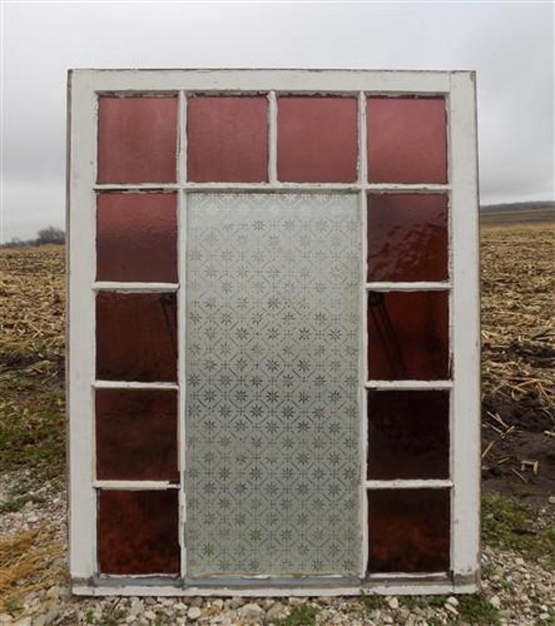 Antique Stained Glass, Rectangular Church Window, Architectural Art ...