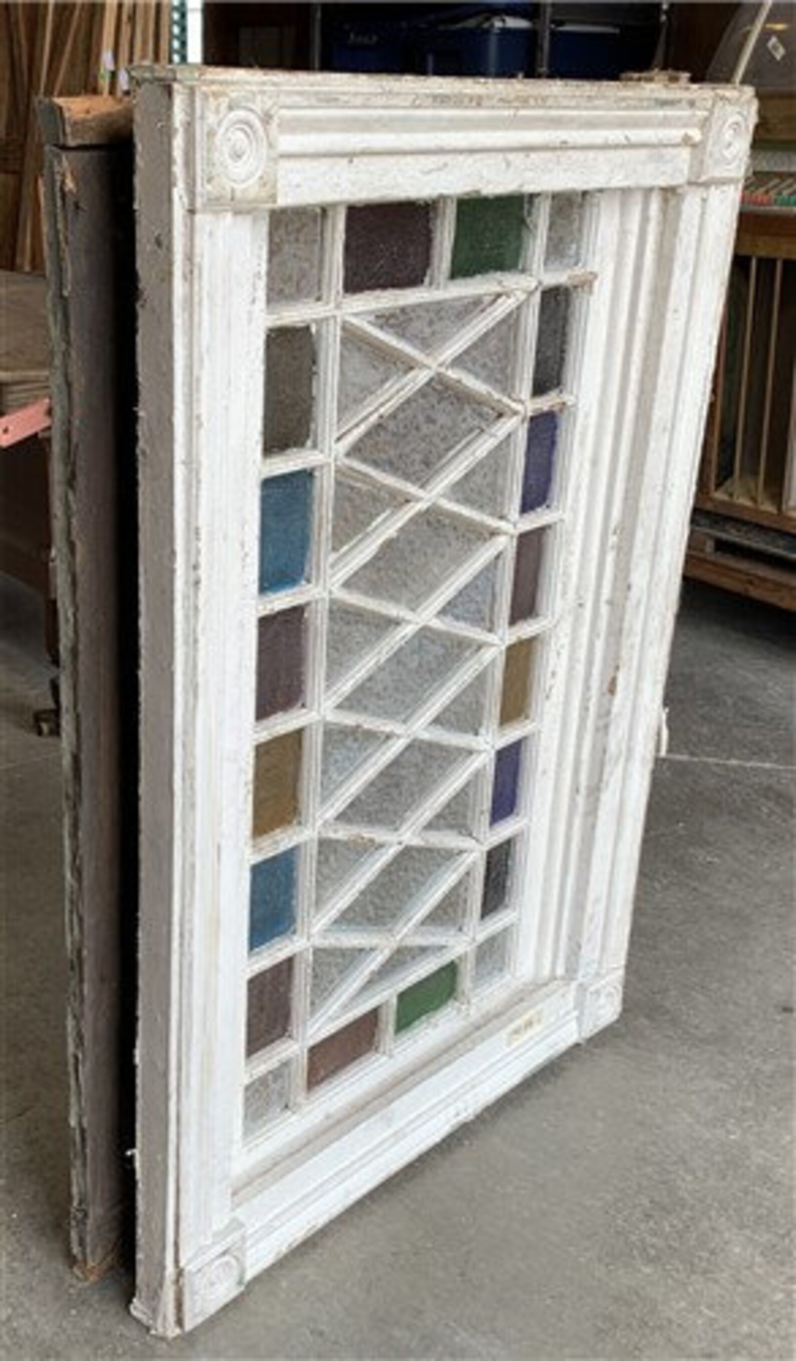 Multi Paned Stained Glass Window Reclaimed Window Etsy